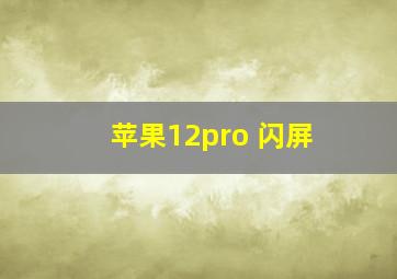 苹果12pro 闪屏